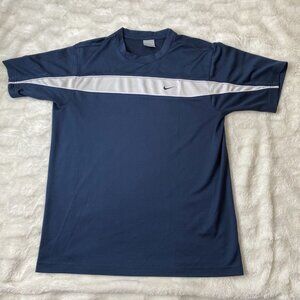 Nike T-Shirt Men's Size Medium Blue Polyester Pullover Crew Neck Short Sleeve